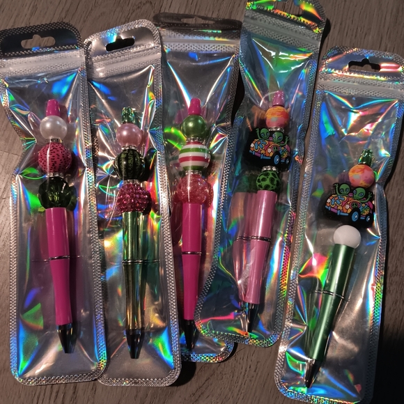 Colorful Beaded 5 Black Ink Pens Set - Picture 8 of 8